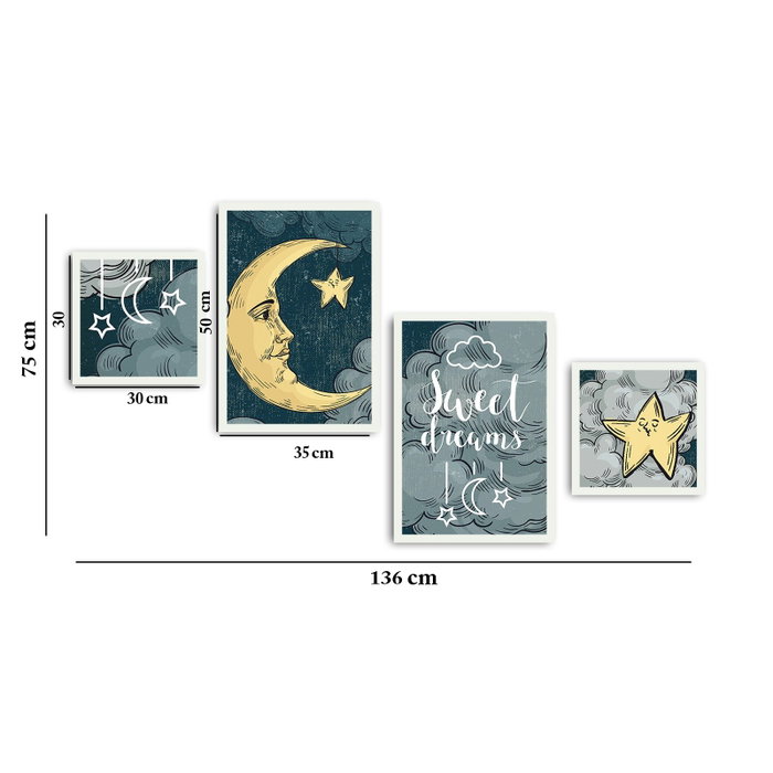 Wallity Cuadro Decorativo 4 Piezas Multicolor Wallity Cuadro Decorativo 4 Piezas Multicolor